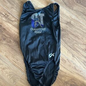 GK Black Leotard with Rhinestone Accents